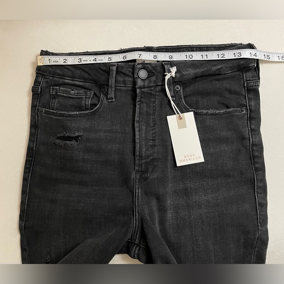 Good American NWT Good Legs Black Distressed Skinny Jeans Size 8 - Picture 6 of 8